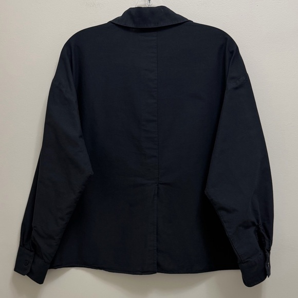Djerf Avenue Breezy Shirt Organic Cotton Long Sleeve Button Down Black Size L - Picture 4 of 10